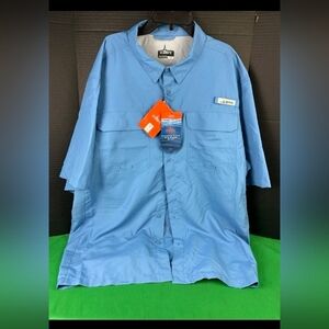 Habit Men's UPF 40+ UV Protection Short-Sleeve Fishing Shirt parisian Blue